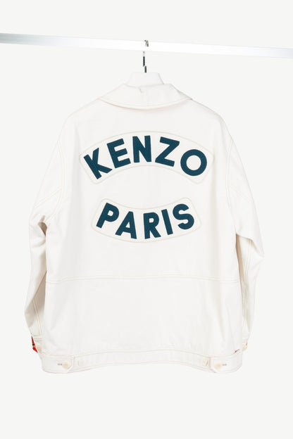 Kenzo SS23 Runway White Sailor Cotton-Denim Logo-Applique Jacket