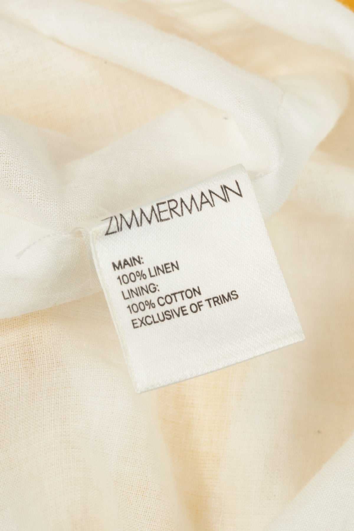 Zimmermann Lumino Yellow Asymmetric Ruffled Striped Linen Midi Dress