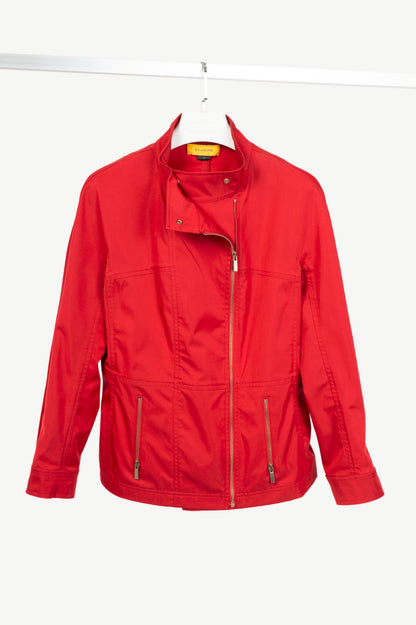 St. John red nylong zip jacket, sz M