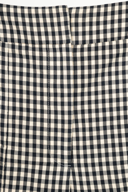Veronica Beard Tani Black & Ecru Gingham Cotton Kick-Flare Trousers