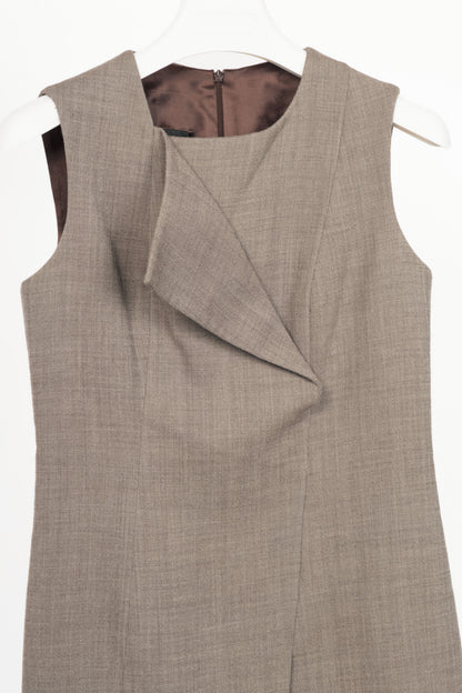 Akris Brown Wool-Blend Asymmetrical Sheath Dress 