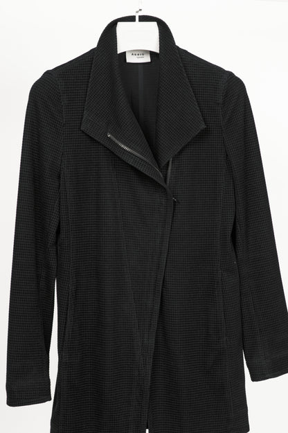 Akris Punto Black Flocked Asymmetrical Zip Moto Jacket