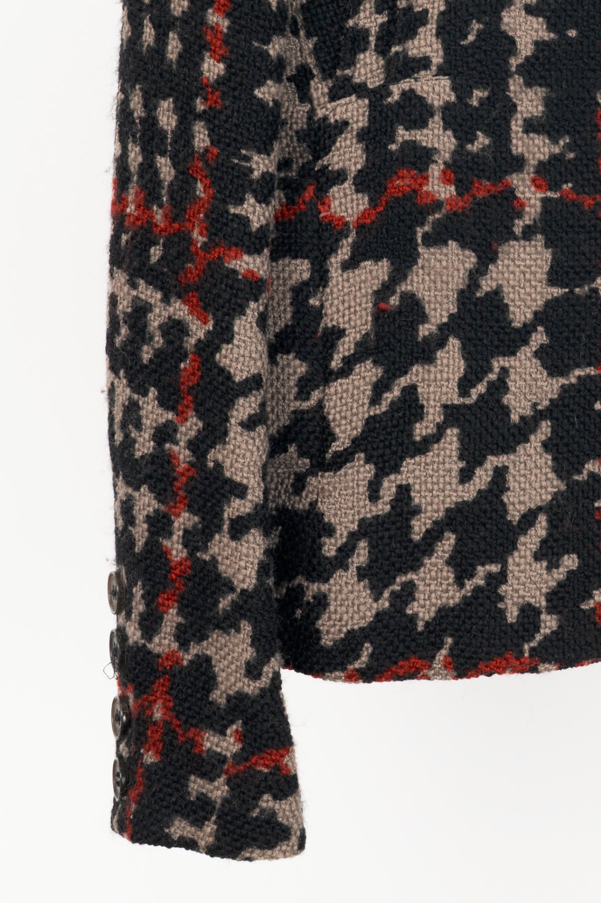 Sonia Rykiel Grey & Black Houndstooth Wool Bow Jacket