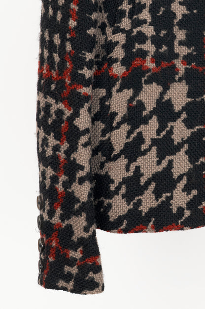 Sonia Rykiel Grey & Black Houndstooth Wool Bow Jacket