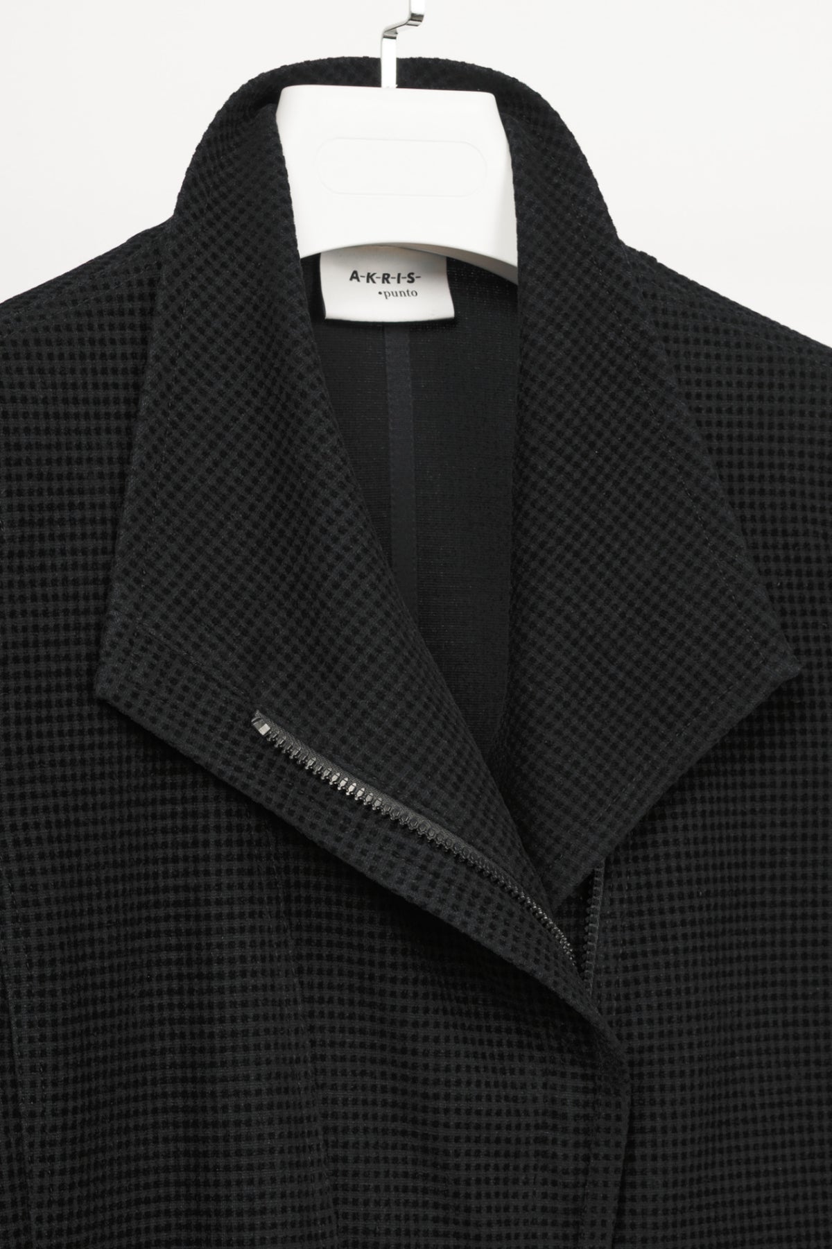 Akris Punto Black Flocked Asymmetrical Zip Moto Jacket