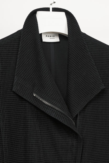 Akris Punto Black Flocked Asymmetrical Zip Moto Jacket