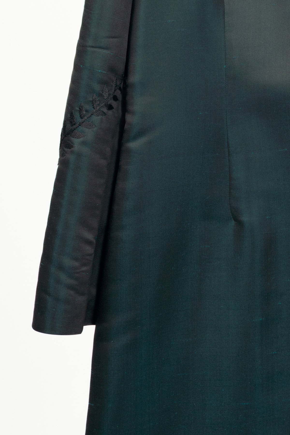 Nougat London Teal Embroidered Silk Shantung-Satin Coat