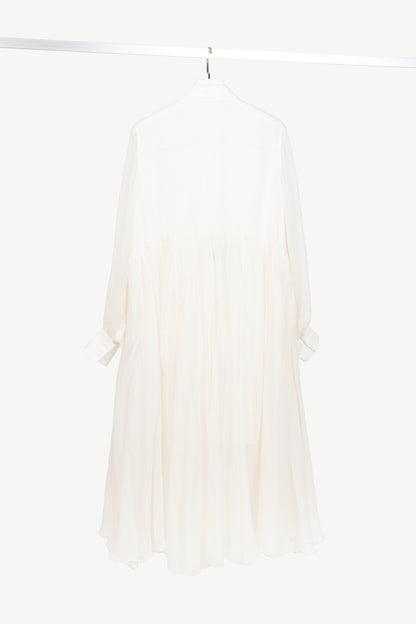 Brunello Cucinelli SS21 Off-White Silk-Crepe Gathered Maxi Shirt Dress
