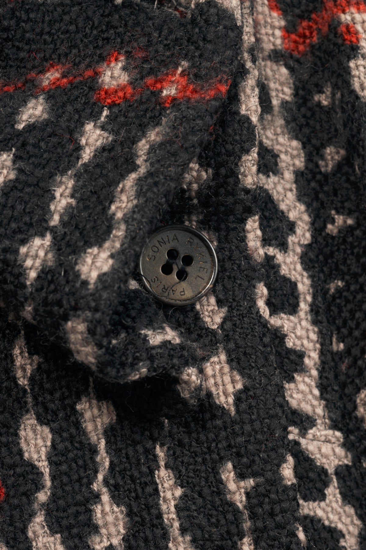 Sonia Rykiel Grey & Black Houndstooth Wool Bow Jacket