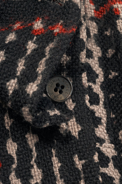 Sonia Rykiel Grey & Black Houndstooth Wool Bow Jacket