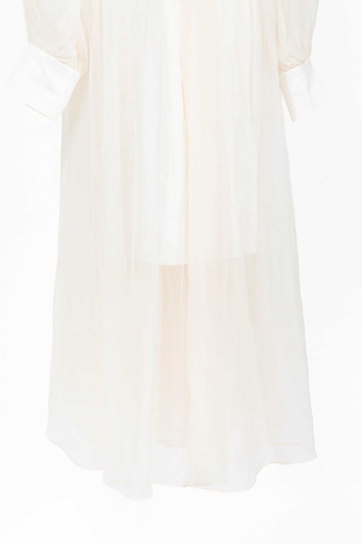 Brunello Cucinelli SS21 Off-White Silk-Crepe Gathered Maxi Shirt Dress