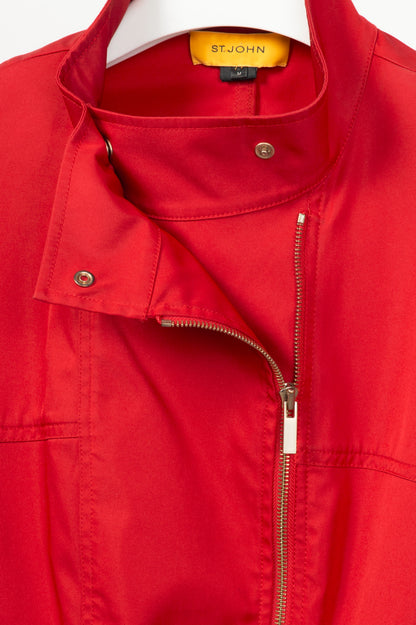 St. John red nylong zip jacket, sz M