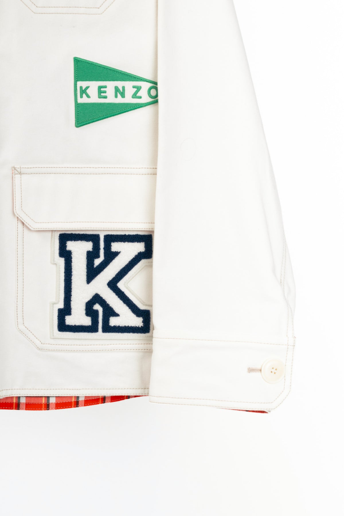 Kenzo SS23 Runway White Sailor Cotton-Denim Logo-Applique Jacket