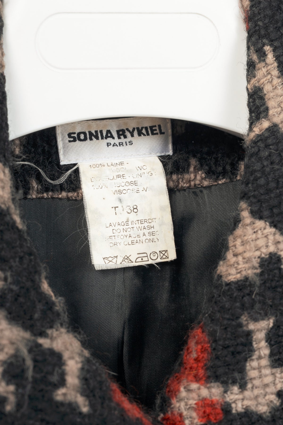 Sonia Rykiel Grey & Black Houndstooth Wool Bow Jacket
