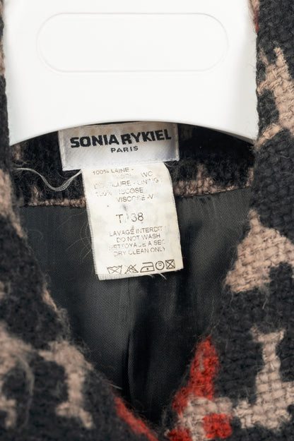 Sonia Rykiel Grey & Black Houndstooth Wool Bow Jacket