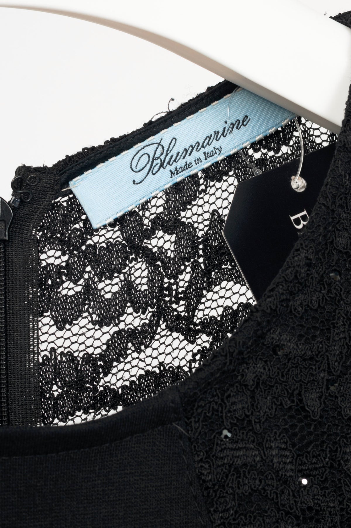 Blumarine Black Ponte & Lace Rhinestone-Embellished Bodycon Dress