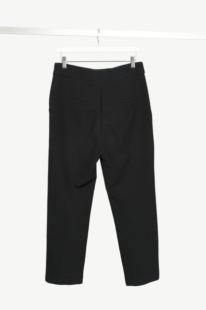 Veronica Beard Renzo Black & Gold Crest Button Cropped Slim-Leg Pants