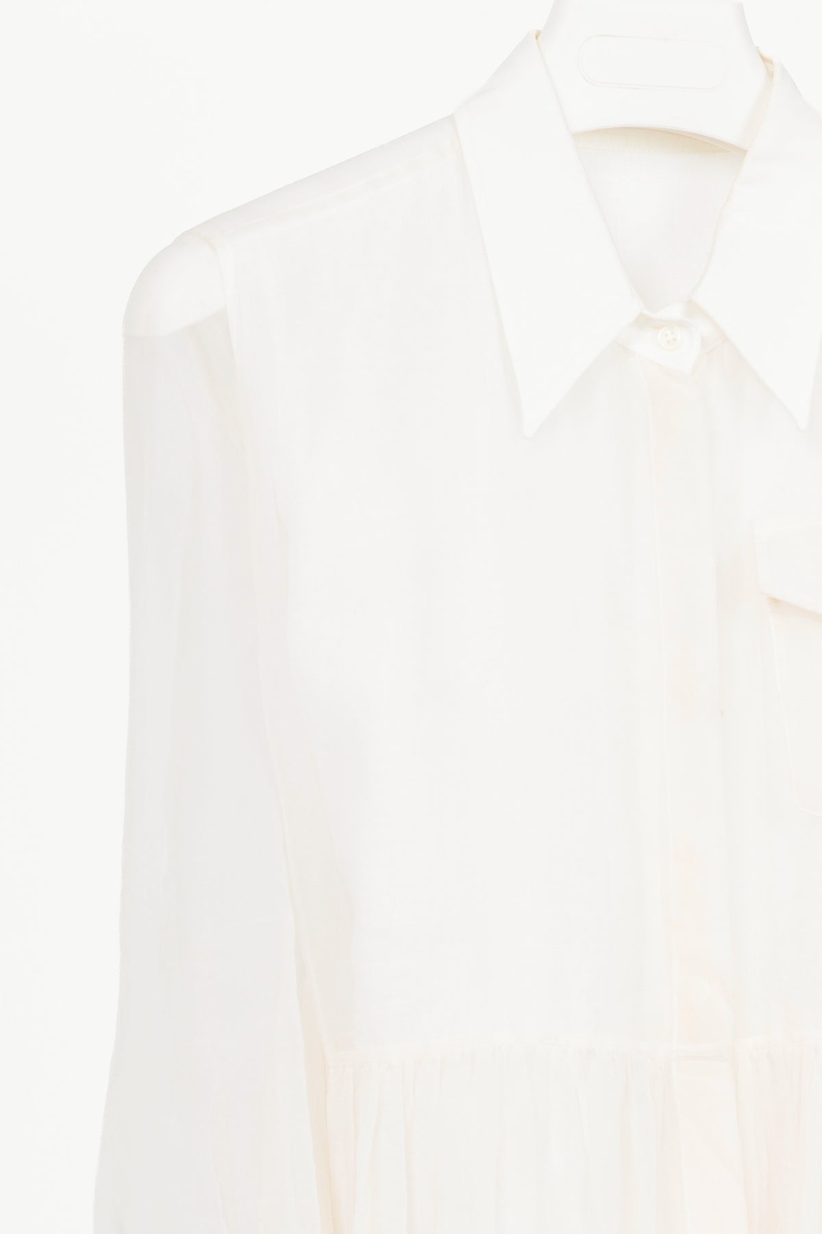 Brunello Cucinelli SS21 Off-White Silk-Crepe Gathered Maxi Shirt Dress