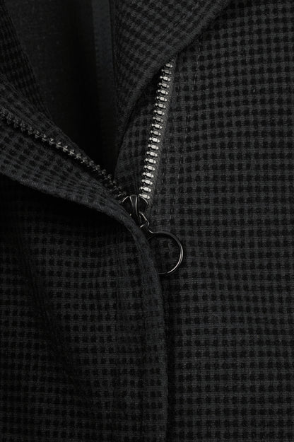 Akris Punto Black Flocked Asymmetrical Zip Moto Jacket