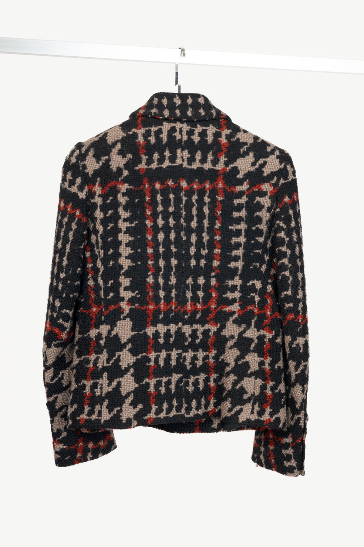 Sonia Rykiel Grey & Black Houndstooth Wool Bow Jacket