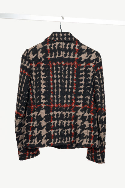Sonia Rykiel Grey & Black Houndstooth Wool Bow Jacket