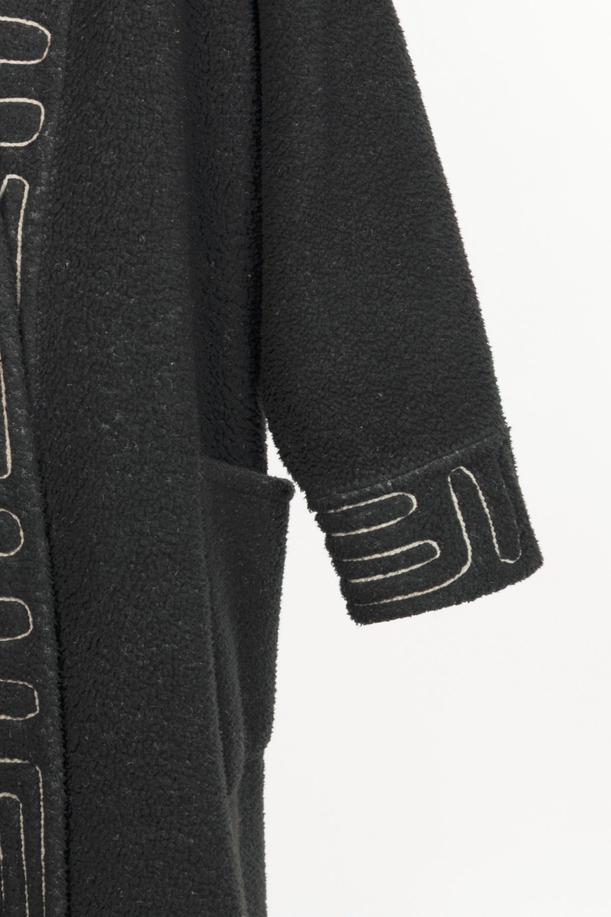 Linda Lundstrom Grey Fleece Embroidered Buttoned Coat