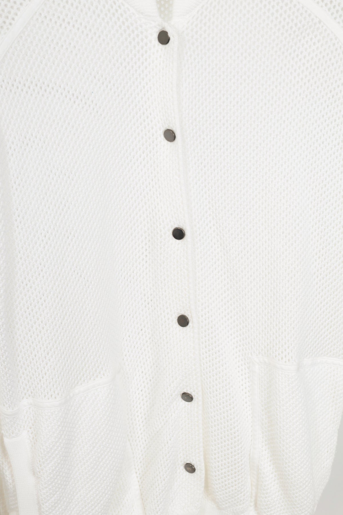 Brunello Cucinelli SS22 White Mesh-Knit Monili-Trim Bomber