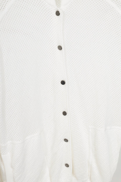 Brunello Cucinelli SS22 White Mesh-Knit Monili-Trim Bomber