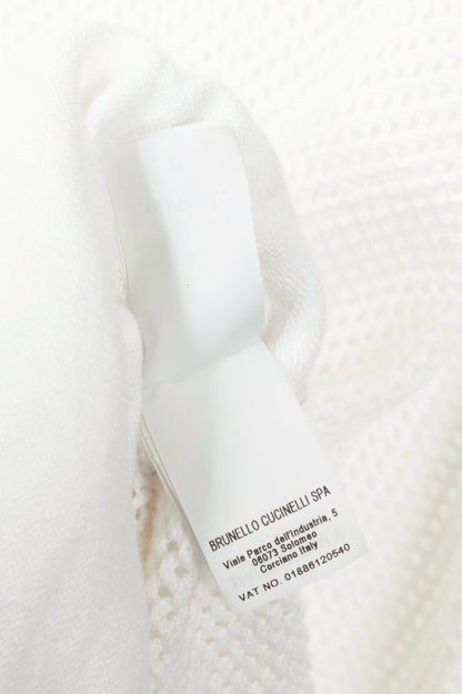 Brunello Cucinelli SS22 White Mesh-Knit Monili-Trim Bomber