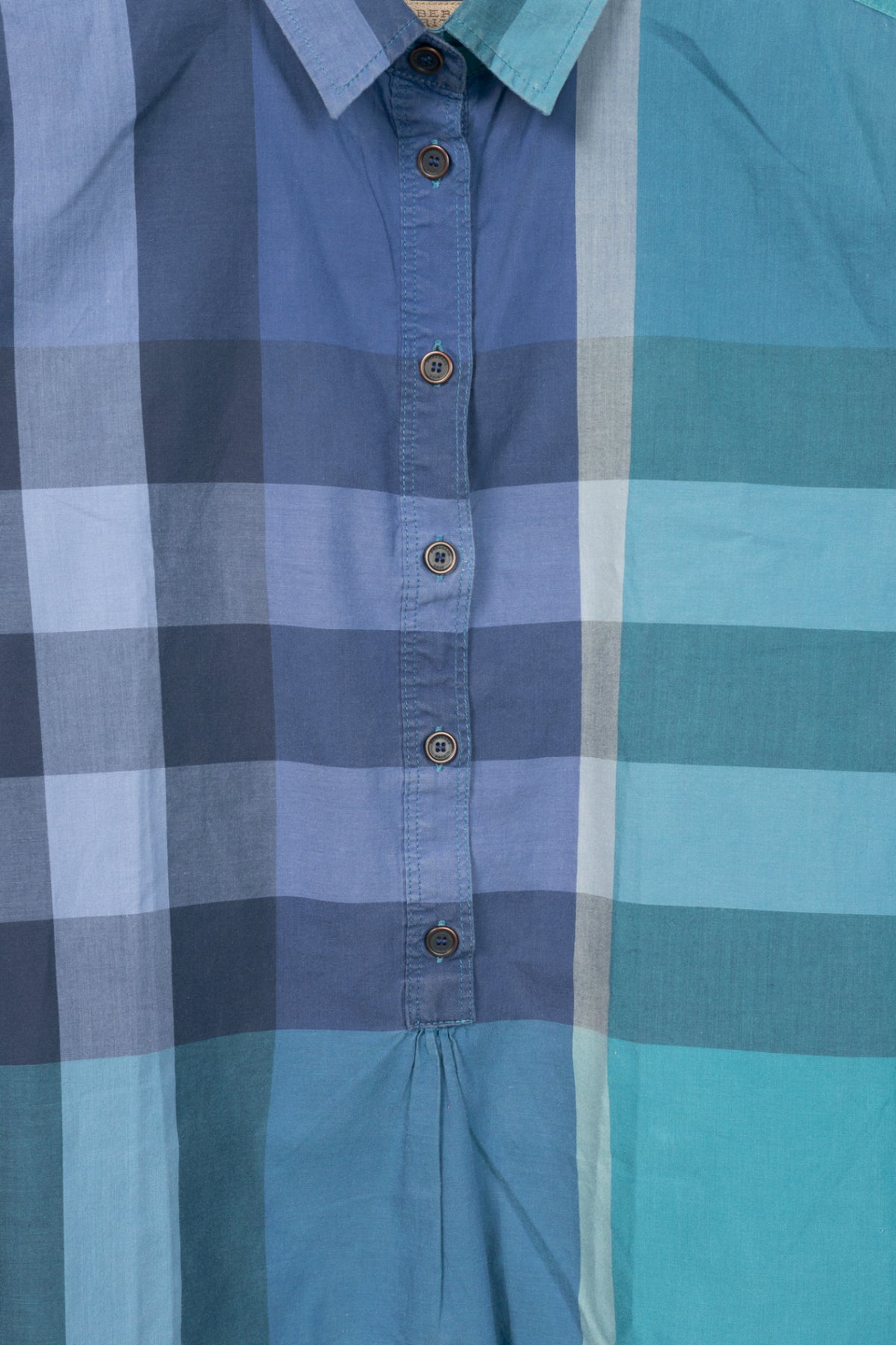 Burberry Brit Blue Check Cotton-Poplin Buttoned Tunic