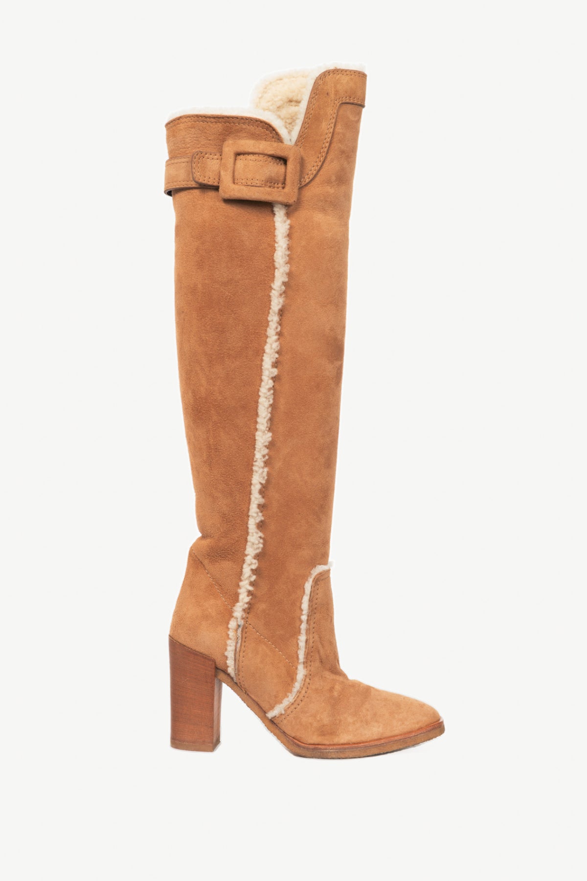 Roger Vivier Maxi Polly Mouton Biscotto Shearling Knee-High Boots