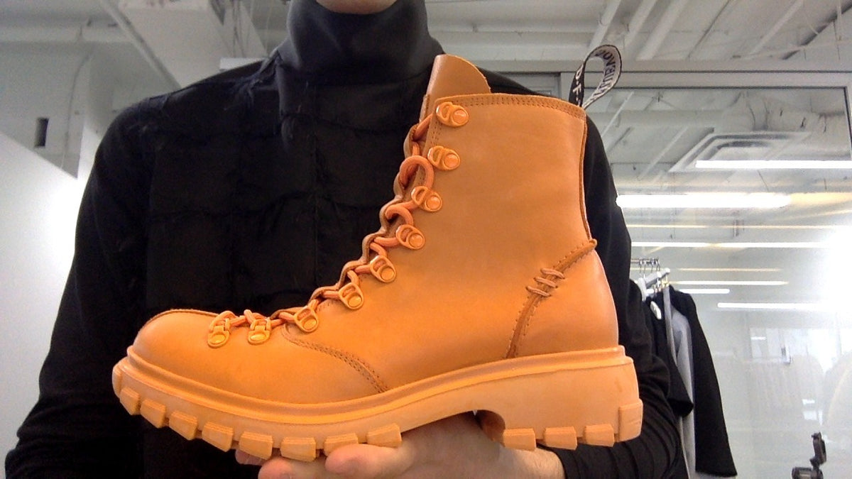 John Fluevog Neon Orange Laceup Boot