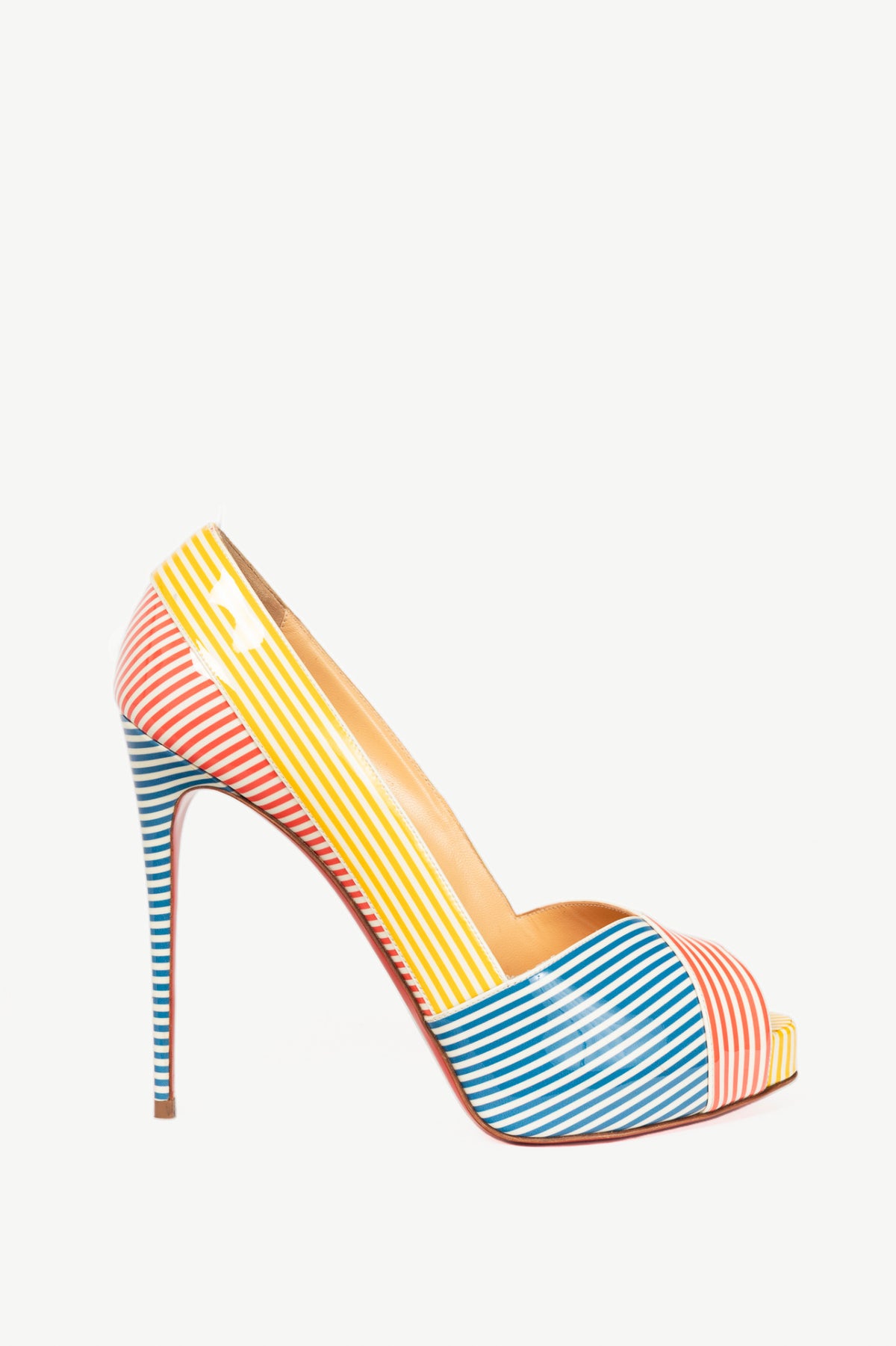 Christian Louboutin Marina Alta 120 Multicolour Patent Stripes Pumps