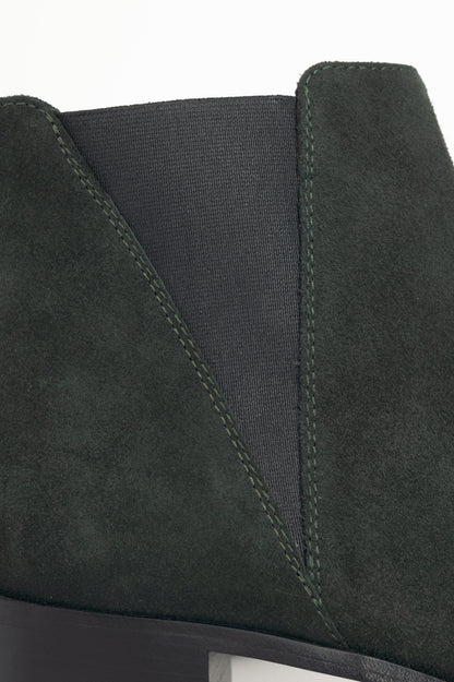 Acne Studios Jensen "Emerald Green" Suede Pointed-Toe Chelsea Boots