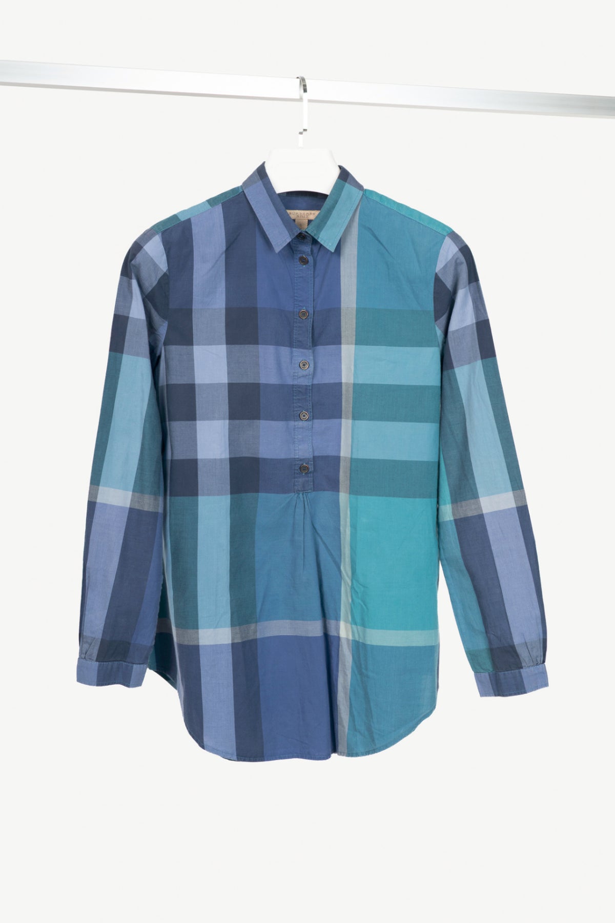 Burberry Brit Blue Check Cotton-Poplin Buttoned Tunic