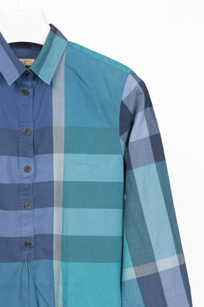 Burberry Brit Blue Check Cotton-Poplin Buttoned Tunic
