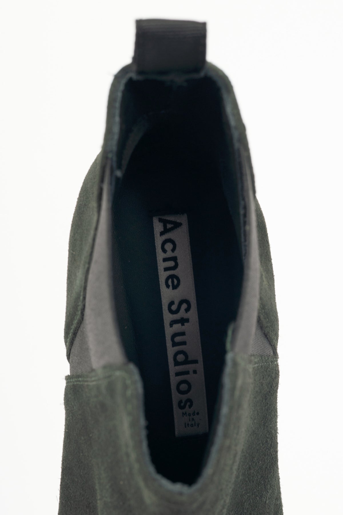 Acne Studios Jensen "Emerald Green" Suede Pointed-Toe Chelsea Boots