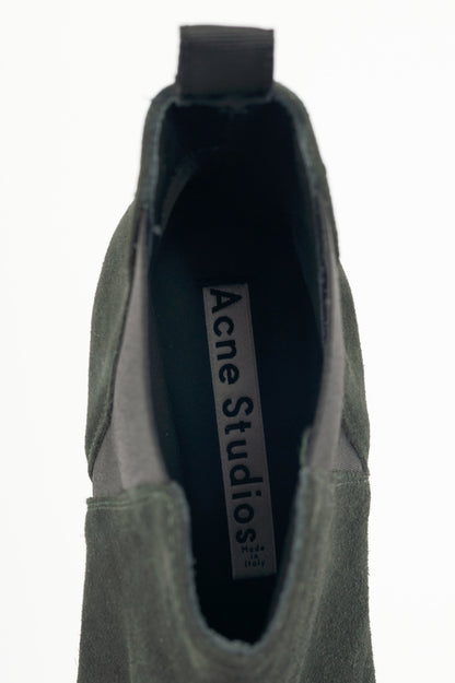Acne Studios Jensen "Emerald Green" Suede Pointed-Toe Chelsea Boots