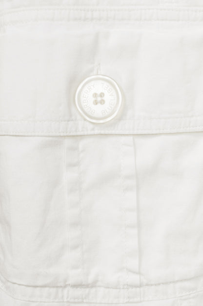 Burberry White Cotton-Poplin Utility Mini Shirt Dress