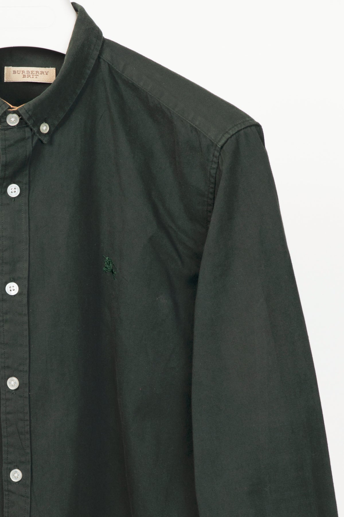 Burberry Brit Green Linen & Cotton-Twill Buttoned Shirt