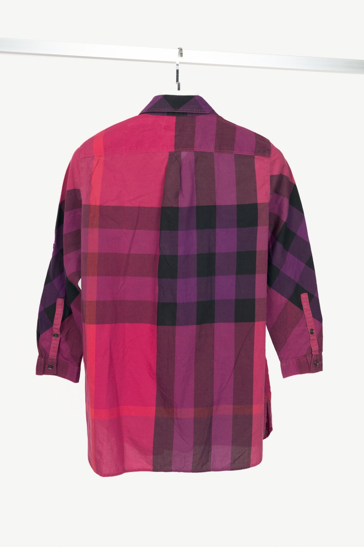 Burberry Brit Pink Check Cotton-Poplin Buttoned Tunic