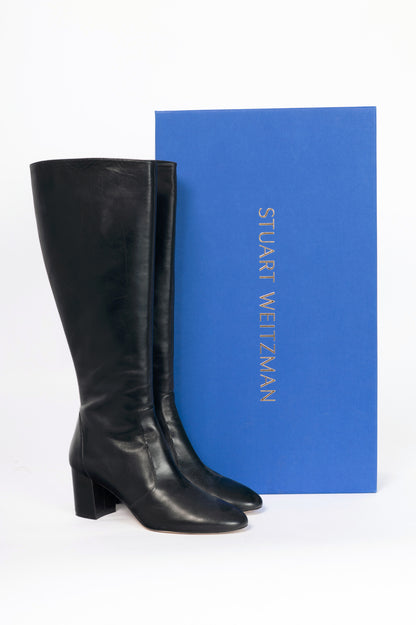 Stuart Weitzman Yuliana 60 Black Dress Nappa Knee-High Boots