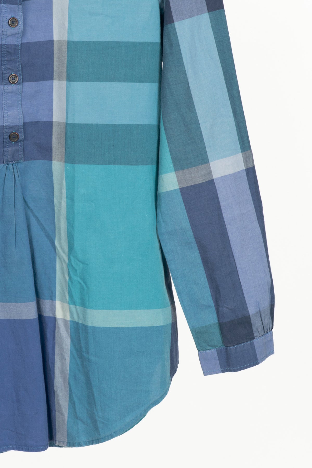 Burberry Brit Blue Check Cotton-Poplin Buttoned Tunic