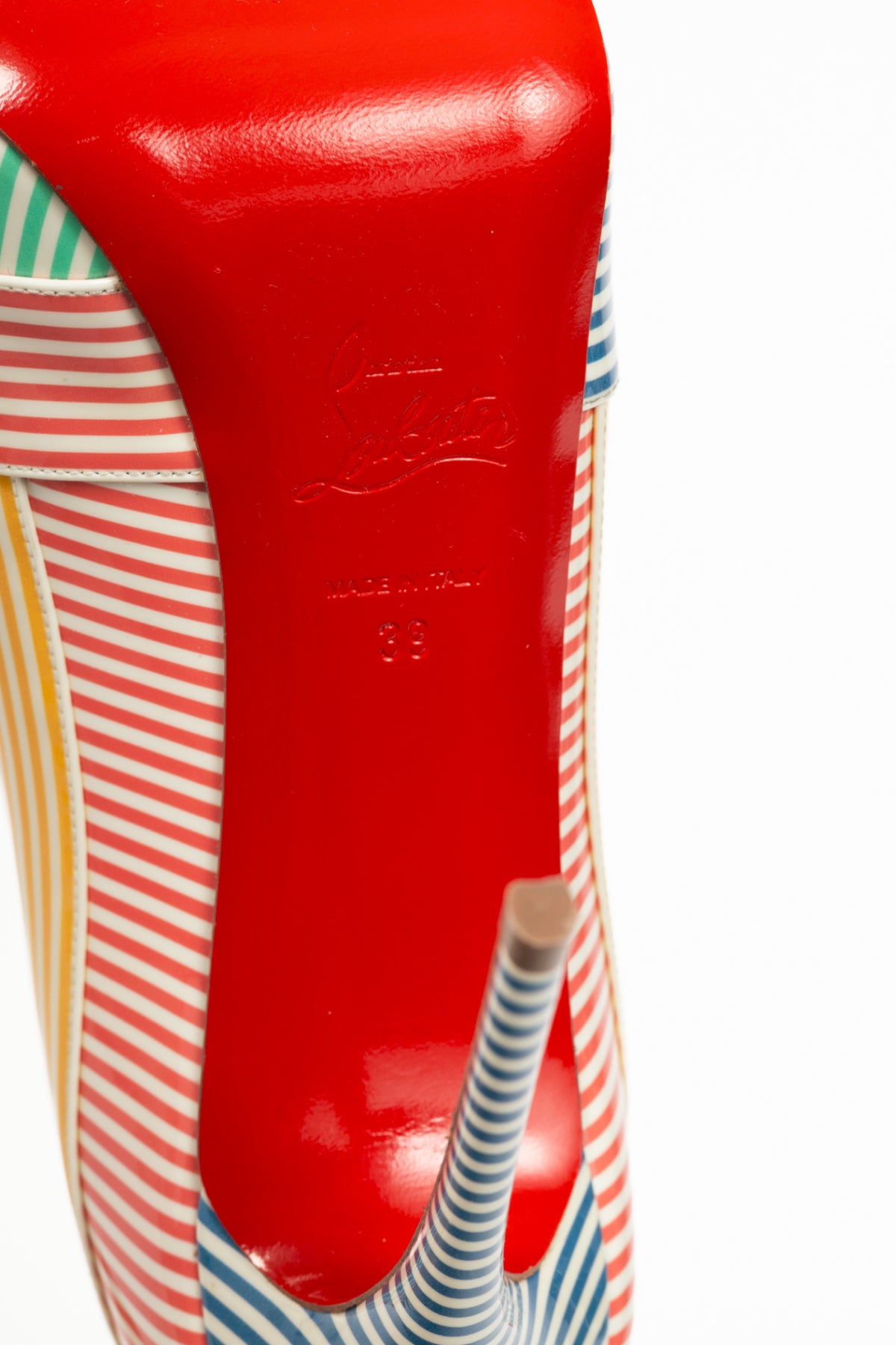 Christian Louboutin Marina Alta 120 Multicolour Patent Stripes Pumps