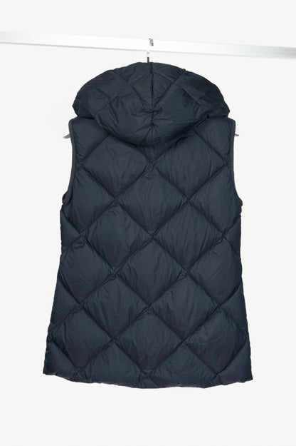 Weekend Max Mara Frutto Navy Hooded Quilted Down Puffer Vest