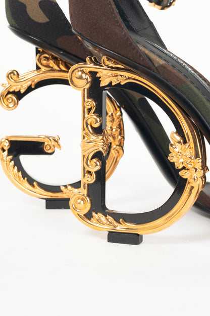 Dolce & Gabbana Camouflage Patchwork Baroque DG-Heel Sandals