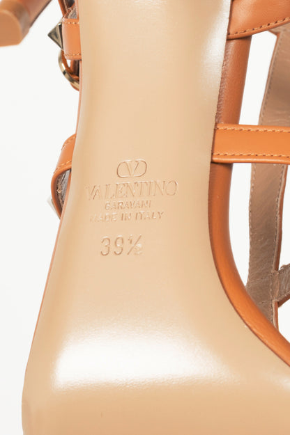 Valentino Garavani Almond Leather Rockstud Caged Sandals
