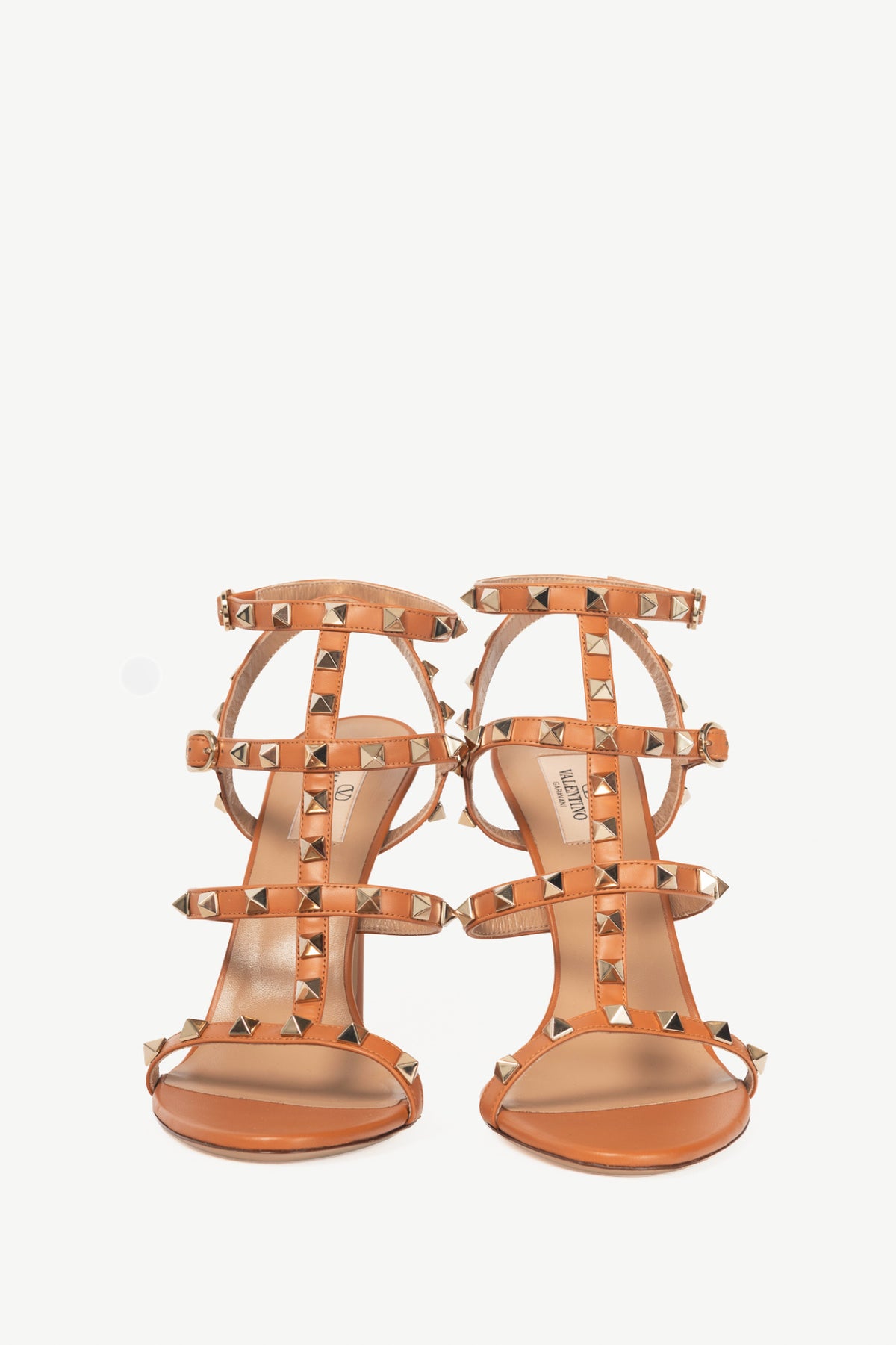 Valentino Garavani Almond Leather Rockstud Caged Sandals
