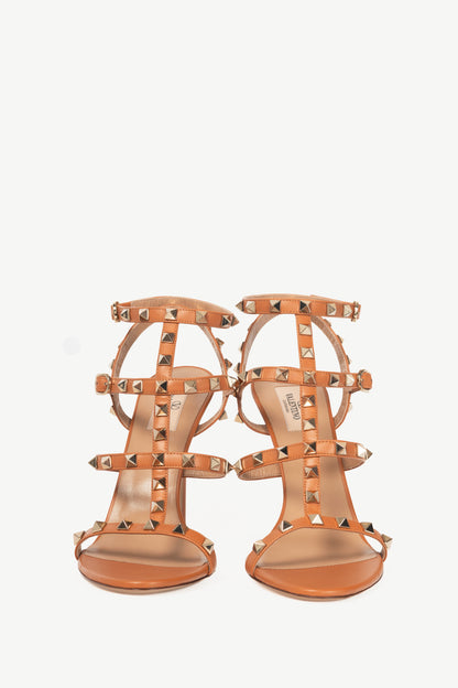 Valentino Garavani Almond Leather Rockstud Caged Sandals