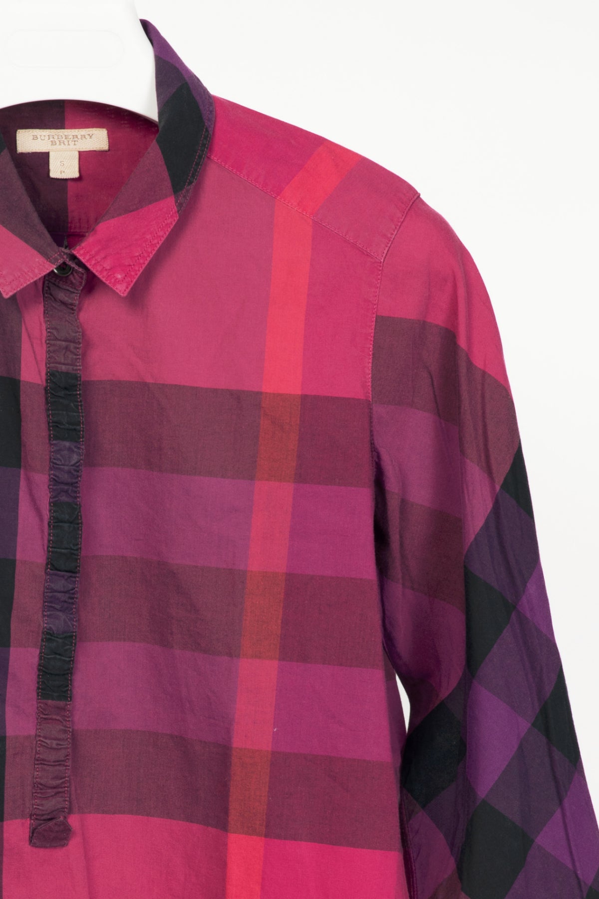 Burberry Brit Pink Check Cotton-Poplin Buttoned Tunic